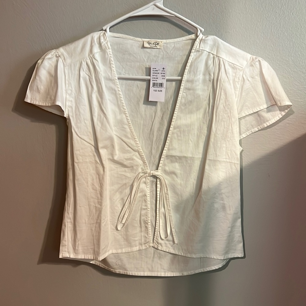 John Galt front tie cover up blouse